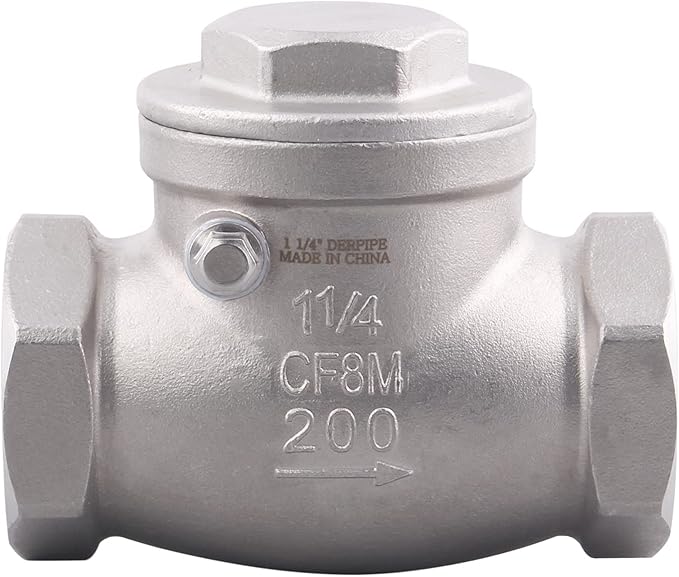 1-1/4 Inch Swing Check Valve - WOG 200 PSI Stainless Steel SS304 CF8M NPT