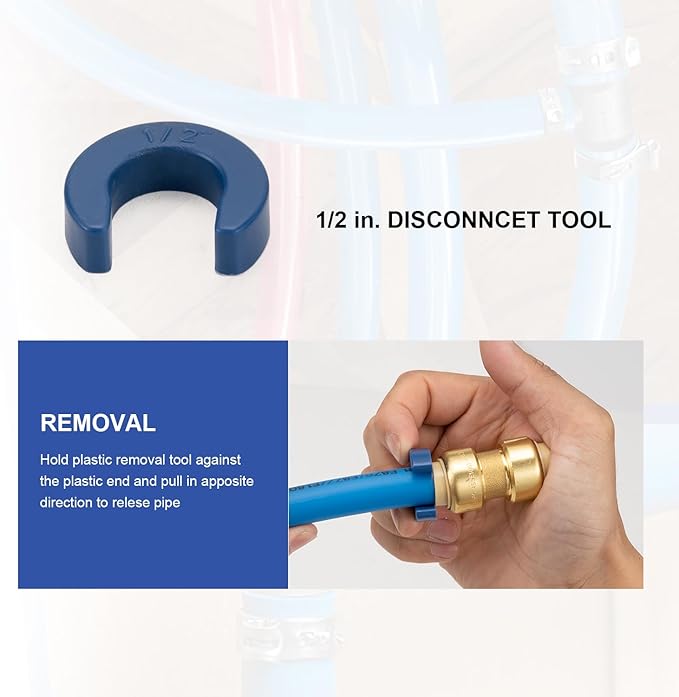 PEX Pipe Fitting 1/2 inch Set, Brass Push Fit Fitting 1/2 inch Set with 90 degree elbow, tee & coupling, push to connect for quick connection to PEX Tube Pack of 12