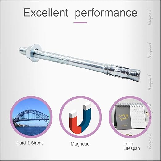 1/2" x 7" Wedge Anchor, for Cement and Concrete only, zinc-Plated Carbon Steel Screws and lag Bolts （ 20 pcs