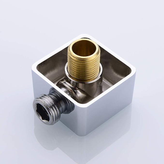 Brass Wall Supply Elbow, Nicmondo G 1/2” Square Shower Hose Connector, Drop Ell Wall-mounted Union Water Outlet for Handheld Shower Handshower, Chrome