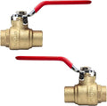 2-Pack HeSun 3/4 Inch Sweat Ball Valve, Brass Full Port Shut-off Valve,3/4" SWT x 3/4" SWT, 600 WOG (Water, Oil and Gas),Red(VALVE047-2)