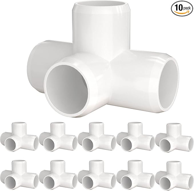 1-1/2" PVC Fittings 4 Way (10-Pack) Furniture Grade, 1-1/2" Elbow Connector, Heavy Duty for DIY Furniture, Frames, UV Resistant - Compatible with 1-1/2" Schedule 40 PVC Pipes‌