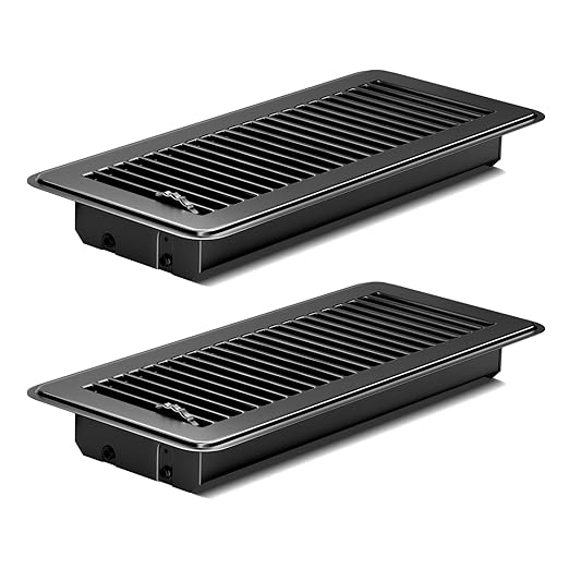 2Pcs Floor Vents Floor Registers 4x10 Inch, Heavy Duty Metal Hot Air Vent Covers 4x10 Inch with Rust-Proof Finish for Home Heater Floor Vent Grilles and Vents (2, Black, 4x10 Inches)