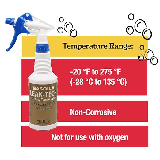 Gasoila Leak Detector Spray, 1 pt. Spray Bottle – Fast-Acting, Long-Lasting Bubbles for Pinpoint Leak Detection, Non-Toxic & Non-Corrosive, Works on All Pipe Types, Safe for Gas Lines & Air Systems