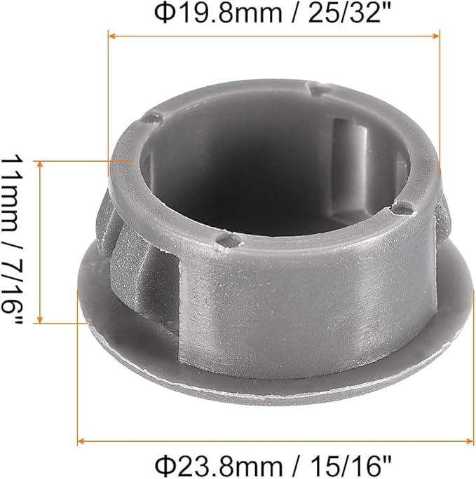 uxcell 25/32" Plastic Hole Plugs, 36Pcs Flush Type Panel Round Snap in Fastener Knockout Locking Plugs for Furniture Insert End Caps Panels, Gray