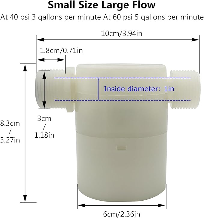 Water Float Valve, Water Level Control Water Tank Traditional Float Valve Upgrade 2 PCS (side inlet, 1“)