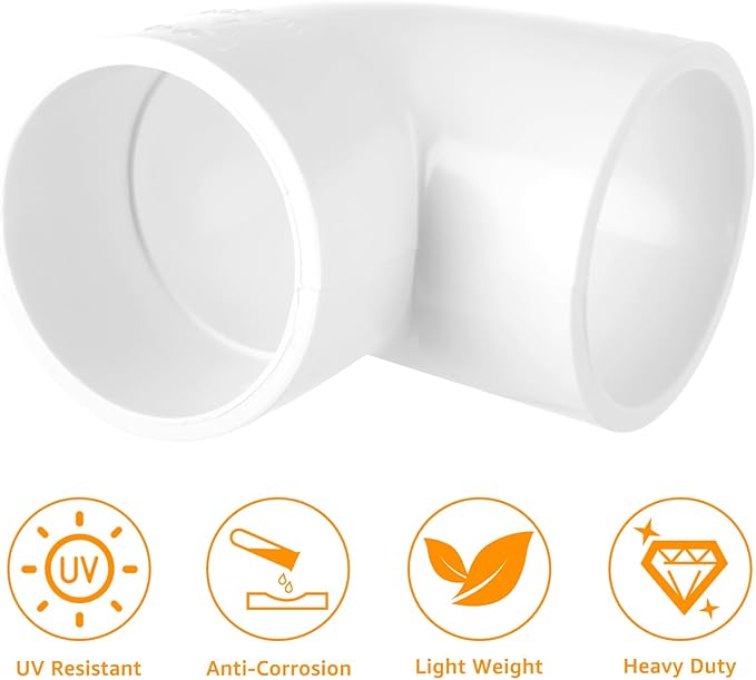 10PCS 1-1/2 PVC Fittings 90 Degree Elbow 2 Way PVC Pipe Fittings Right Angle Elbow PVC Adapter Furniture Build Grade PVC Pipe Adapter Fittings SCH40 PVC Corner Fittings