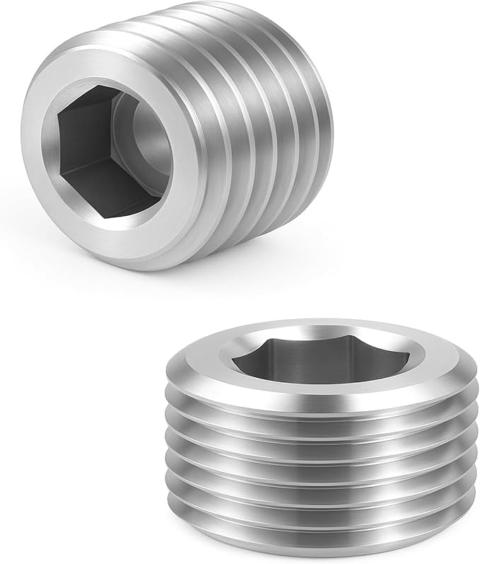 5 PCS 3/8" NPT Male Pipe Plug Stainless Steel Pipe Plug Fitting Set Hex Counter Sunk Pipes Plugs for Closing the End of Pipes, Internal Hex Socket Thread Socket Plugs Kit