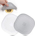 Hair Drain Catcher,Square Drain Cover for Shower Silicone Hair Stopper with Suction Cup,Easy to Install Suit for Bathroom,Bathtub,Kitchen 2 Pack (Grey White)