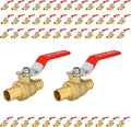 50-Pack Foskan 3/4 Inch PEX Crimp Full Port Ball Valve with Red Handle, Brass Quarter Turn Shut-off Valve for PEX Tubing