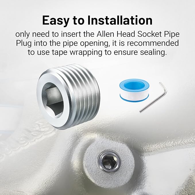 EVIL ENERGY 1/2" NPT Plugs Aluminum Socket Allen Head Silver, Pack of 2