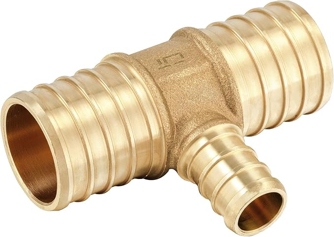 (Pack of 5) EFIELD 1" x1"x 1/2" Pex Reducing Tee Brass Barb Crimp Fittings For Pex Tubing Connection,(PEX1807086)