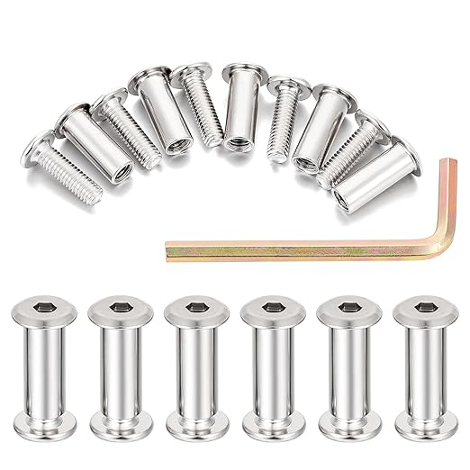 100 Sets Silver Hex Drive Socket Cap Metal Screws - M6x20mm Metric Nuts and Bolts Assortment Kit for Rivet Socket Cap Connecting Screw Post, Furniture Bolts, Binding Posts, Tv Mount Screws