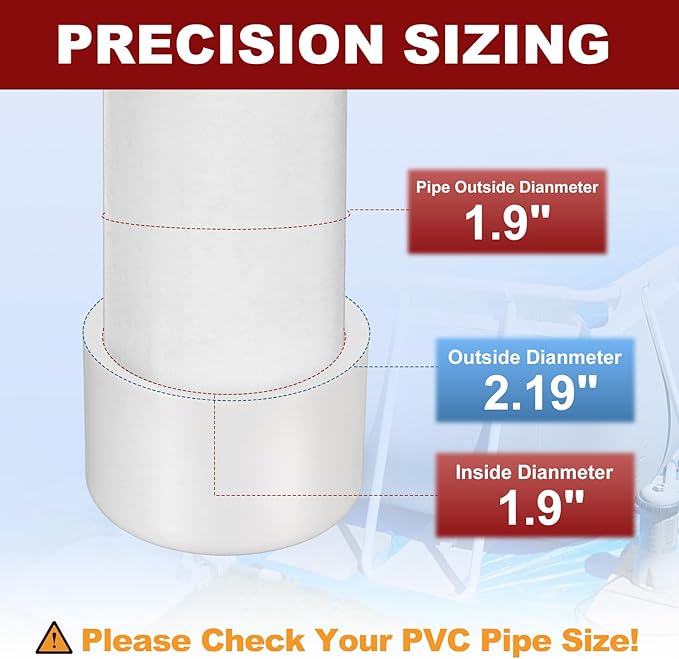 4Pcs 1 1/2" PVC External End Cap Fitting, SCH40 Furniture Grade PVC Pipe Plug Adapter, Pipe Cover Fittings for DIY Project, Irrigation System, Plumbing Framework, Garden Structures