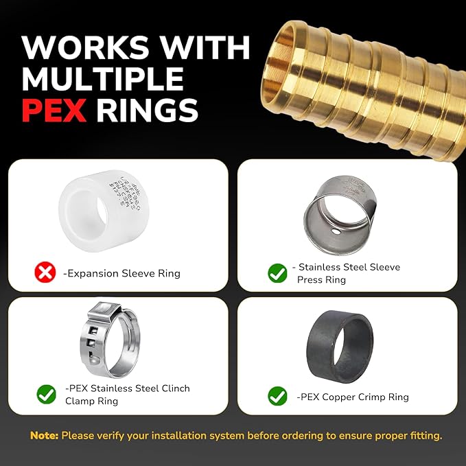 3/4" Pex Coupling, Pex Fittings, Heavy-Duty Brass Crimp Fittings for PEX Pipes with Leak-Resistant Construction, NSF & UPC Certified, 5-Pack