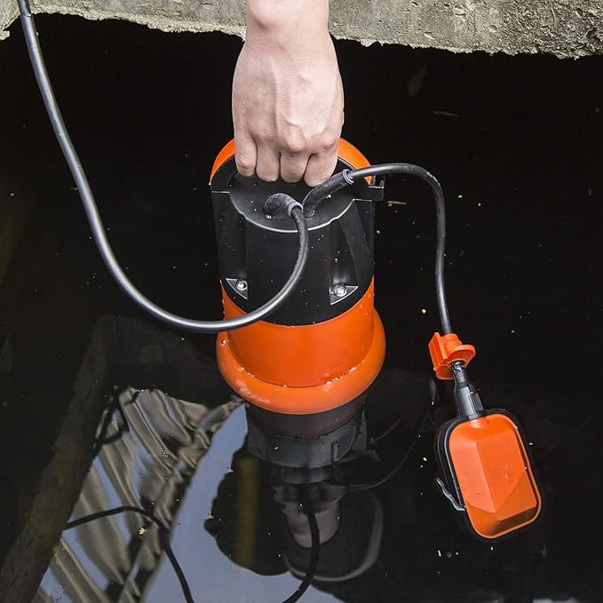 Sump Pump, Prostormer 1HP 3700GPH Submersible Clean/Dirty Water Pump with Automatic Float Switch for Pool, Pond,Garden, Flooded Cellar, Aquarium and Irrigation (Orange)
