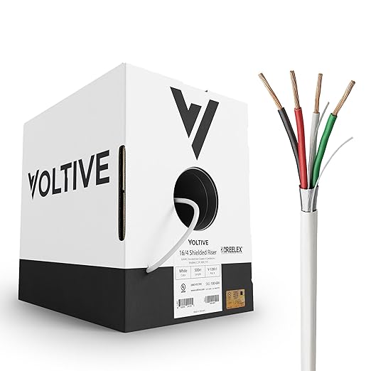 Voltive 16/4 Shielded Riser - CL3R Rated - Bare Copper - 500 Foot Box - White