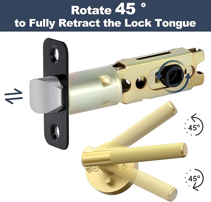 Matte Black 2 Pack Door Lock Parts, Adjustable Door Latch Replacement, Door Lock Replacement Parts, Door Deadlatch Mechanism