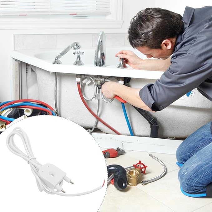 Luxshiny Water Leak Sensor Probe with Long Cable Stainless Steel Water Detection Tool for Basement and Home Flood Prevention Reusable Low-Maintenance