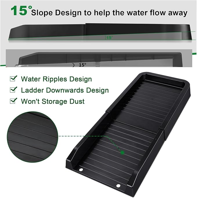 24" Heavy-Duty Downspout Extensions & Splash Block Kit - Gutter Drainage System with 4 Fixing Nails, Corrosion-Resistant Splash Guard for Rainwater Diversion & Foundation Protection 4-Set