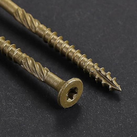 #14 * 8" Deck Screws, (18pcs) 1 lbs.Exterior Wood Screws, Rust Resistant Epoxy Coated, Bronze, T20 Star Bit