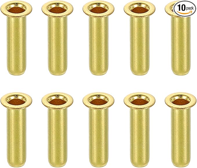 uxcell 10Pcs Fit for 2.9mm(1/8") Tube ID Brass Compression Fitting, Insert Tube Support Compression Sleeve Fitting, Sleeve Ferrules for Water Oil Air Pipe