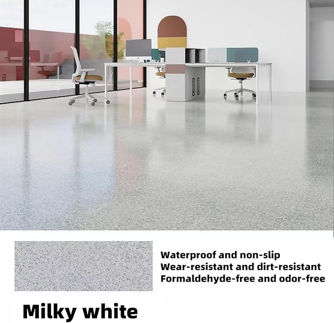 Epoxy Colored Sand Floor Paint, Epoxy Floor Paint High Gloss Marble Effect Coating for Indoor and Outdoor, Wear-resistant and non-slip Self-leveling Coating White 176OZ(5KG)