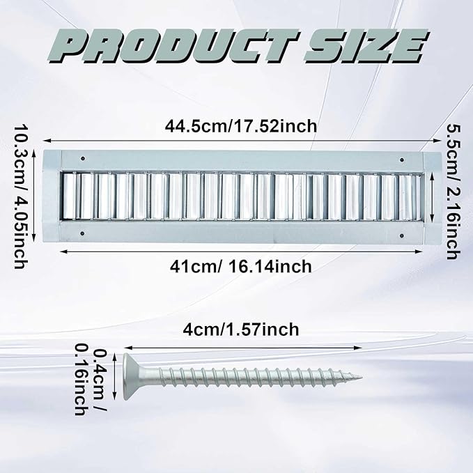 17" x 3" Inch Louvered Air Return Vent Cover for Round Ducts from 6.30" to 15.74" Inches Galvanized Steel with Adjustable Louver Blades, HVAC Pipes Air Supply Exhaust Register Grille