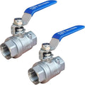 Full Port Ball Valve 1/2" NPT Heavy Duty Stainless Steel 304 For Water,Oil and Gas with Blue Handles （pack of 2）