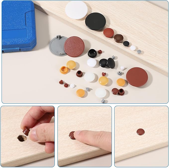 uxcell 50Pcs Plastic Hole Plugs, 1-1/2"(38mm) Flush Type Panel Round Screw Caps Cover Fastener Knockout Locking Plugs for Furniture Insert End Caps Panels, White