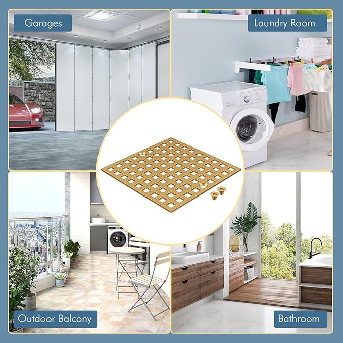 4" Champagne Bronze Shower Drain Cover - Square Floor Drain Cover Replacement - Hair Catcher/Drain Strainer for Bathrooms, Showers, and Sinks - SUS304 Stainless Steel & CUPC Certified