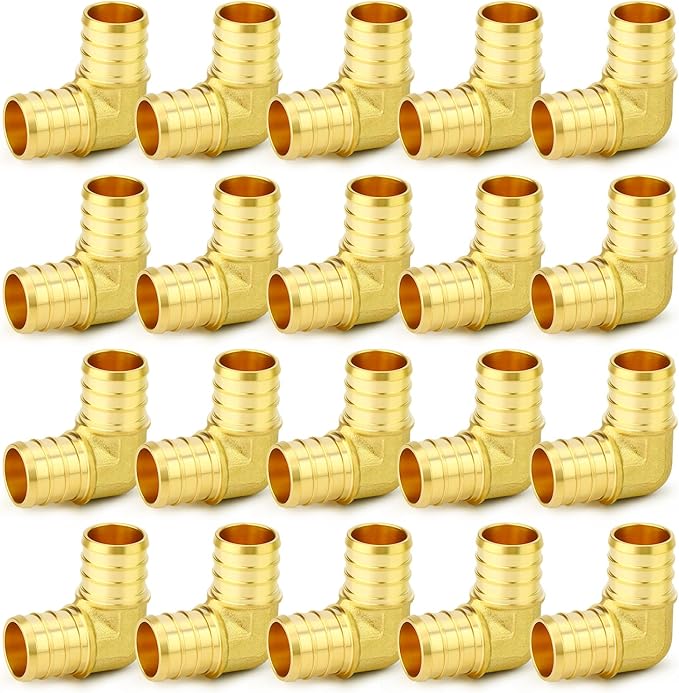 GASHER 20Pcs No Lead Brass 3/4" Pex Elbow Fittings, 3/4 Inch Pex Fittings for Pex Tubing