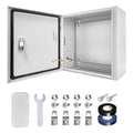 Outdoor Electrical Box 12x8x12'' Steel Electrical Junction Box NEMA 4X Enclosure Indoor&Outdoor Electrical Enclosure Box Waterproof & Dustproof Cold-Rolled Carbon Steel Hinged Junction Box