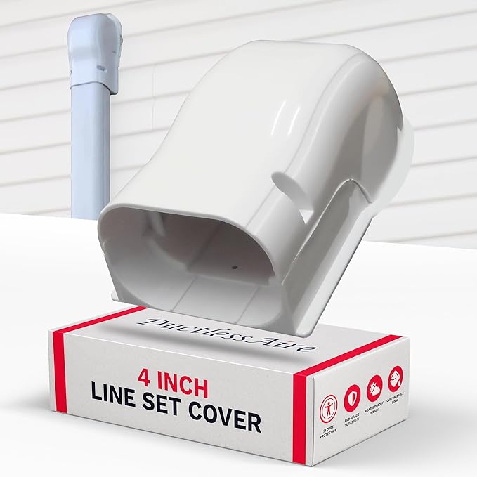 DuctlessAire Mini Split Line Set Cover - Lineset Covers for Mini Split Condenser, Central Air Systems, HVAC, Heat Pumps and More - AC Unit Cord Protector - Air Conditioner Accessories (4" Wall Cover)