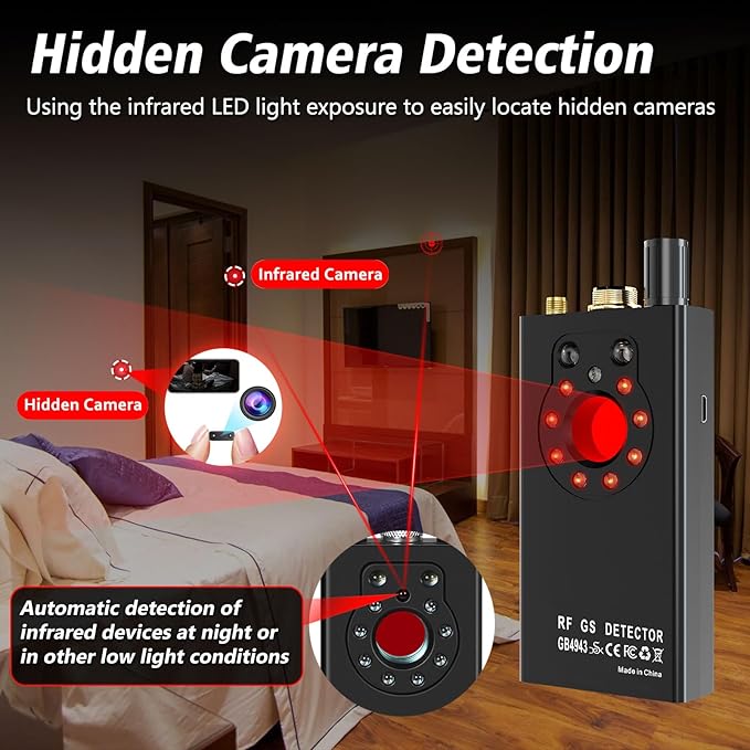 JMDHKK K19 Hidden Camera Detector, Bug Detector, Signal Detector, Spy Camera Finder for Travel, Hotel, Office, and Personal Privacy Protection(Black)