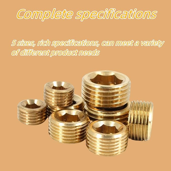 20PCS 1/4" NPT Brass Male Pipe Plug Fitting Hex Counter Sunk Pipe Plug (1/4" NPT)