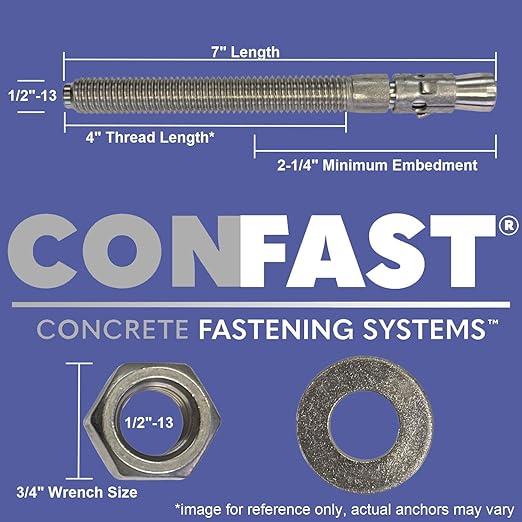 CONFAST 1/2" x 7" Galvanized Wedge Anchor (Box of 25)