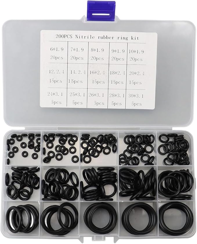 200Pcs 15 Sizes O Rings Assortment Kits Sealing Rubber Rings Gaskets for Automotive Repair, Plumbing and Faucet