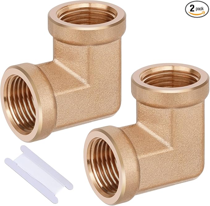 2pcs 1/2” Brass Fittings 90 Degree Barstock Street Elbow 1/2 Inch NPT Female Pipe to 1/2 Inch NPT Female Pipe Fittings Elbow Forged Brass Pipe Fittings
