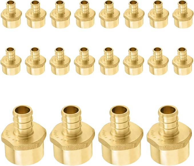 20-Pack PEX Fittings Niikappu 1/2" x 1/2" NPT Female Threaded Adapter, Brass Pex Crimp Adapters for PEX Pipes, ASTM F1807