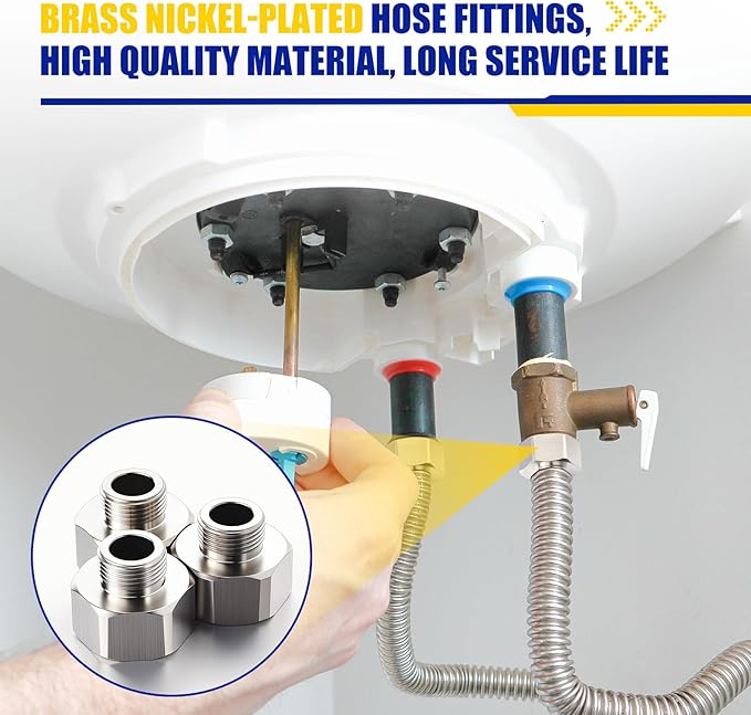 Shimeyao 8 Pcs Brass Water Line Adapter Pipe Fittings in 1/2" Female to 3/8" Male Reducer Adapter Compression Fitting for Bathroom Faucet Supply Hose Pipe Connector with Rubber Washer
