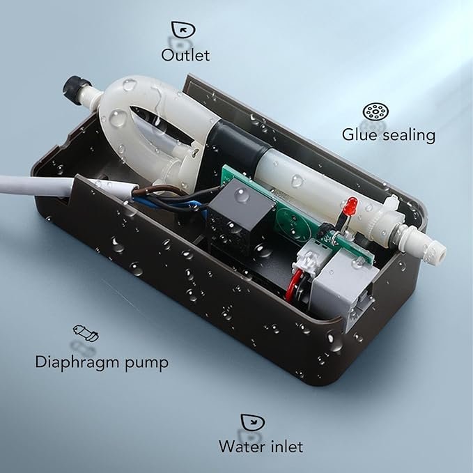 Fafeicy Mini Split HVAC Condensate Pump Quiet Automatic 24Lh 12m Head Air Conditioner Drain Pump with 45ml for HVAC Systems Dehumidifiers