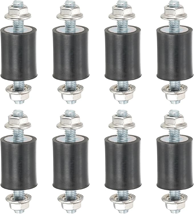 PATIKIL M5 15x20mm Rubber Isolator Mounts, 8 Pcs Rubber Studs Shock Absorber Anti-Vibration Isolation Damping Mounts with Lock Nuts for Motor, Air Compressor, Engines (44mm Height)