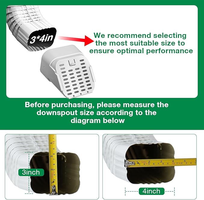 3"x4" Type-A Gutter Downspout Extensions Gutter Downspouts Downspout Diverter Outlet Filter and Leaf Guard for Bottom of Downspouts Extender