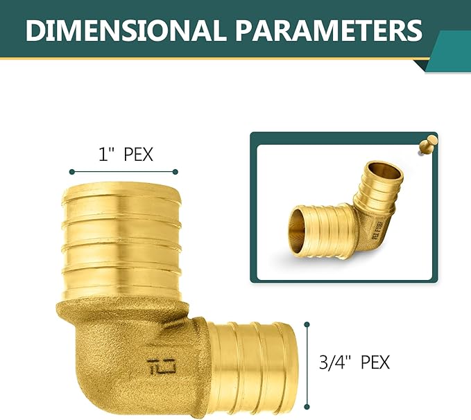10-Pack PEX Fittings Niikappu 1"x3/4" Pex Elbow, Brass Crimp Pipe Fittings for PEX Pipes, ASTM F1807