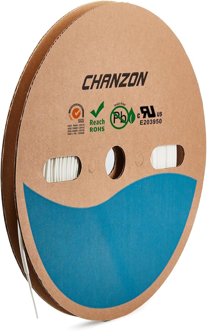 Chanzon 2:1 Ratio - 80Ft Roll - 9/64" (3.5mm) Heat Shrink Tubing 2:1(25M Total Length) White Polyolefin Sleeving Wrap Shrinking 2 to 1 1pcs