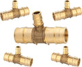 (5-Pack) Seelink PEX-A Expansion Fittings, 1" x 1" x 1/2" PEX-A Tee, Brass Expansion Pipe Fittings, for PEX Tubing Pipe Hose Fittings, ASTM F1960