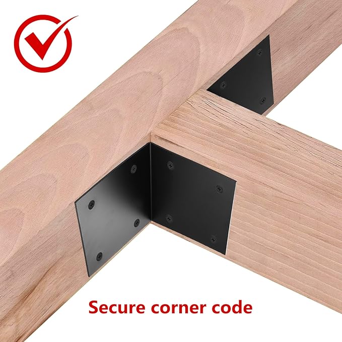 2 Pcs Metal Angle Brackets for Wood, Black Corner Brace Heavy Duty L Brackets, 90 Degree Bracket, Shelf Support Corner Bracket for Wood Furniture Shelves Cabinets, DIY Projects(6x6x5 in)