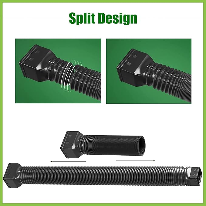2 Pack Rain Gutter Downspout Extensions,Drain Downspout Extender Diverter, Flexible Downspout Extensions Can Extendable from 21 to 60 Inches (Black)