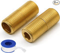 (2 pcs) Brass Pipe Adapter Plumbing, G Thread 1/2" Male to NPT Thread 1/2" Male Pipe Fitting Adapter, Seamless and Leakproof (2" Length)